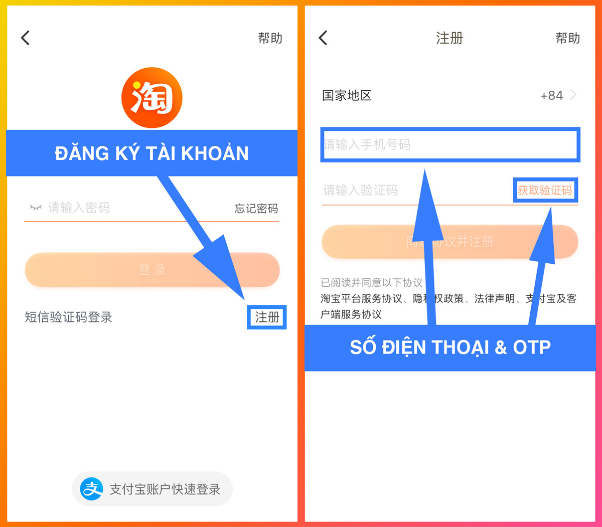 Lỗi đăng ký tài khoản Taobao sử dụng trùng số điện thoại