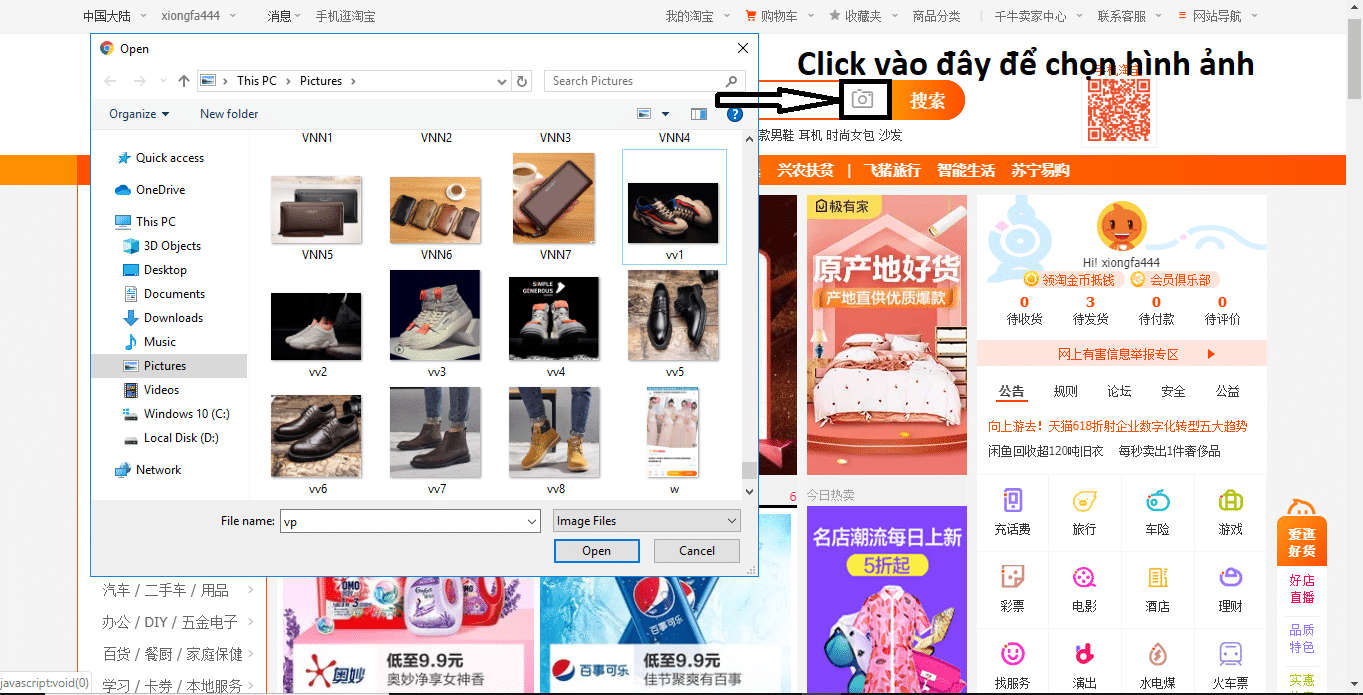 Tìm kiếm bằng hình ảnh Taobao